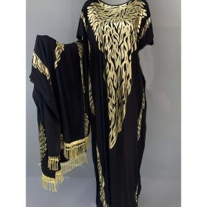 Robe Dress Suit With Matching Headscarf - Elegant Long-sleeved Top,
